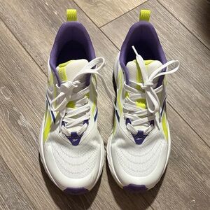 Reebok Women's White, Purple, and Yellow Sneakers EUC